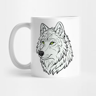 White wolf head Mug